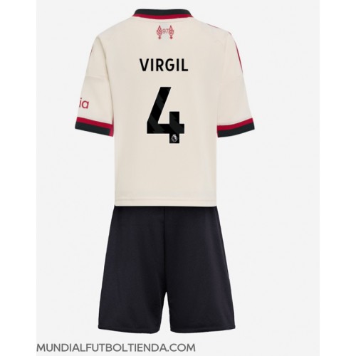 Camiseta Liverpool Virgil van Dijk #4 Segunda Equipación Replica 2025-26 para niños mangas cortas (+ Pantalones cortos)